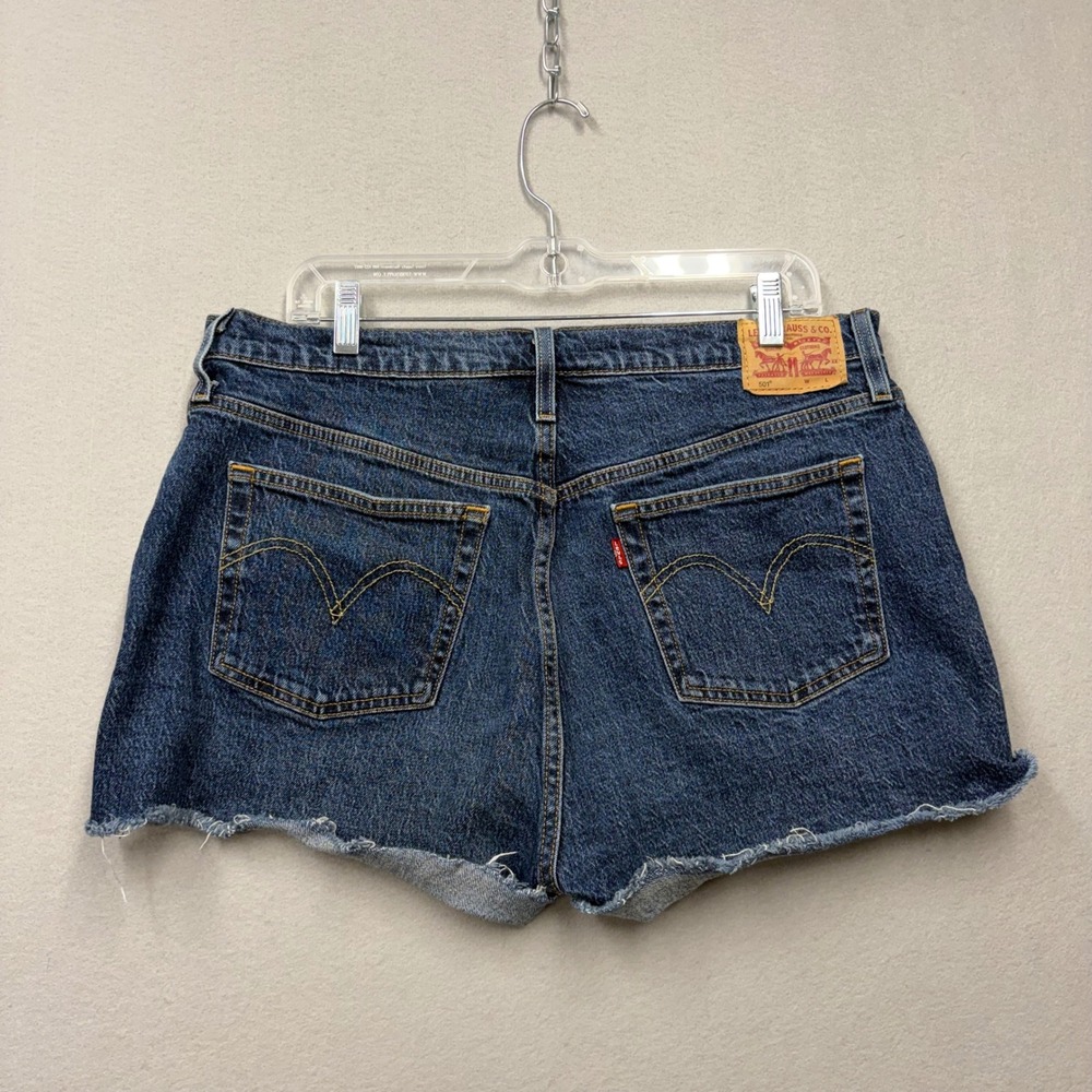 Levi's Shorts Women 34 Blue 501 Original Cut Off High Rise Distressed Denim